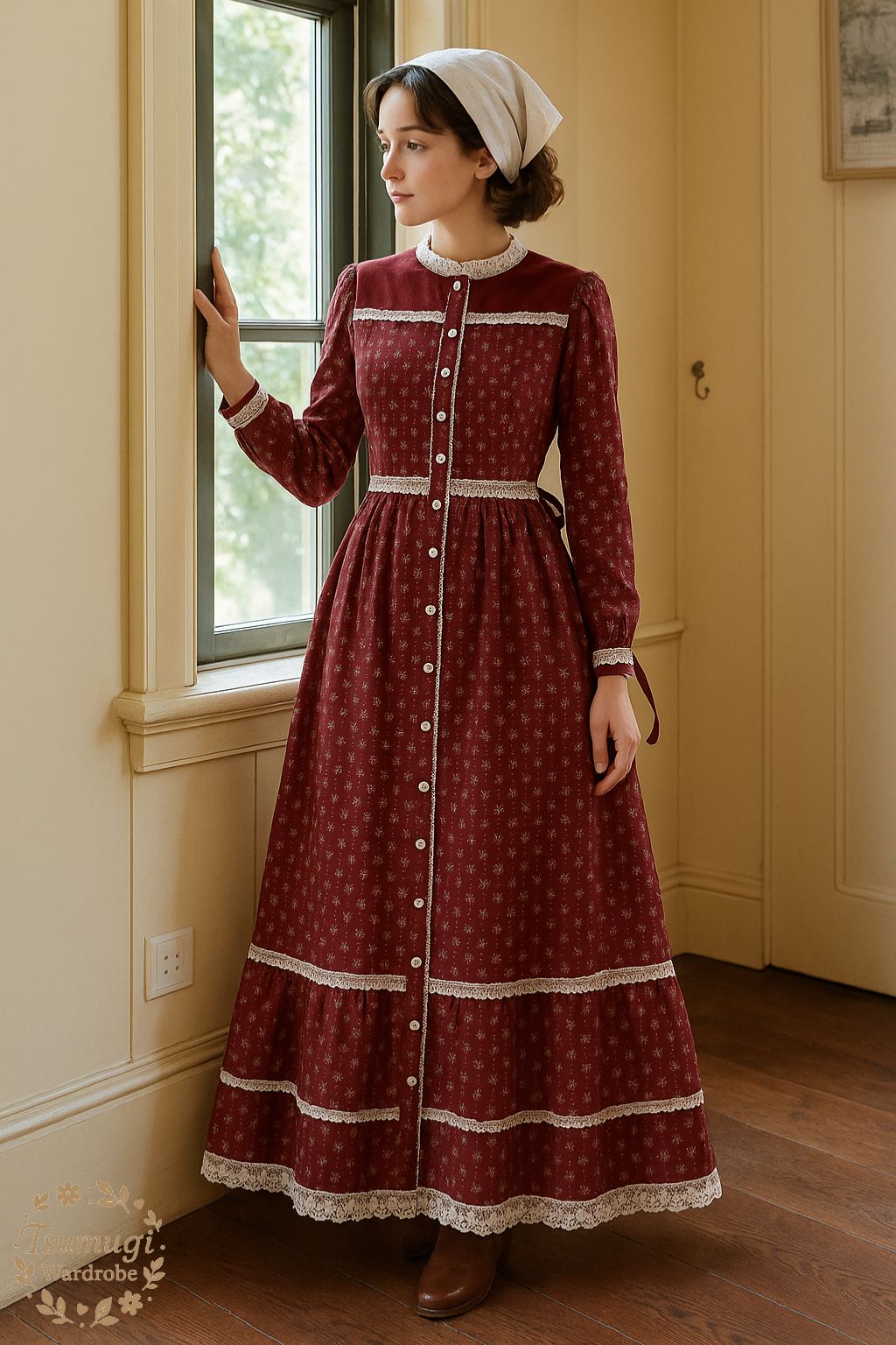 70s GUNNE SAX キッズ 花柄 レース ロング ワンピース ドレス 70s GUNNE SAX キッズ 花柄 レース ロング ワンピース ドレス