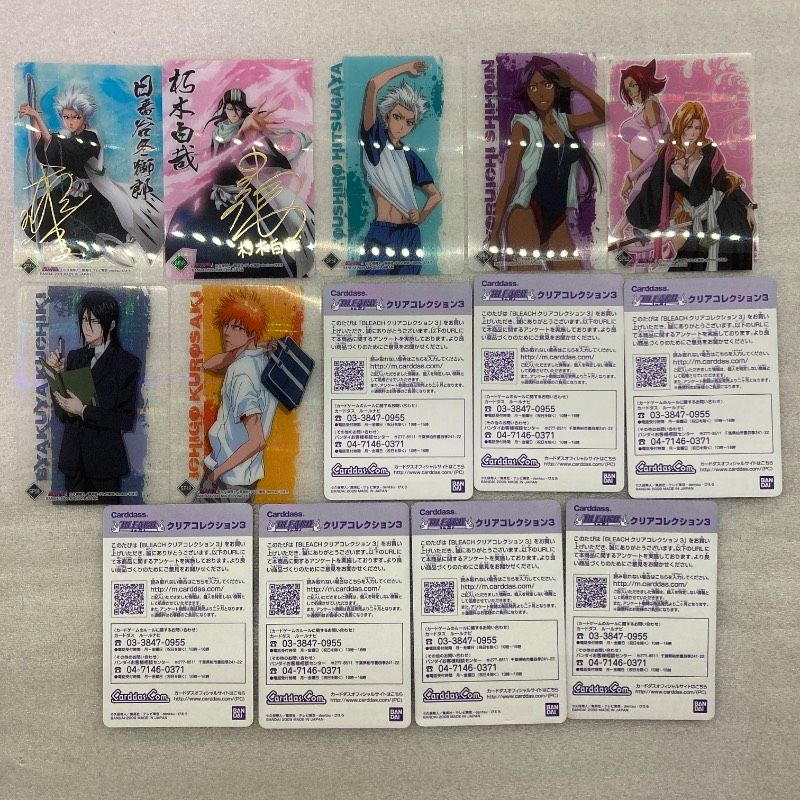 7枚セット 箔押しサインあり BLEACH クリア ３ カードダス BANDAI c 久保帯人 集英社 テレビ東京 dentsu ぴえろ バンダイ ブリーチ アニメ 自販機
