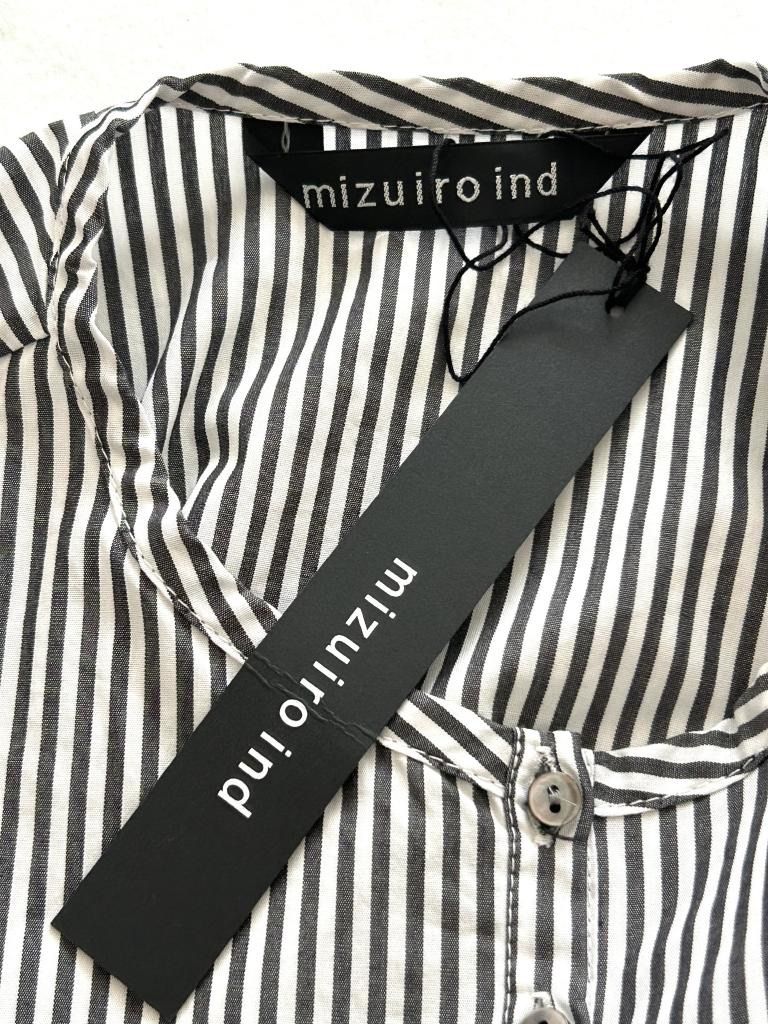 ミズイロインド ストライプドロストプルオーバーシャツ