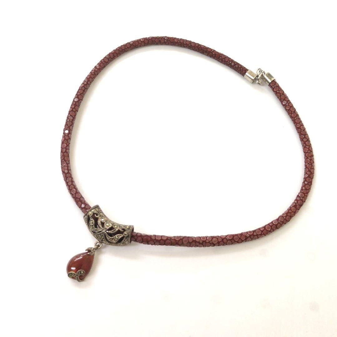 レディース チョーカー SV 925 - 瑪瑙 レッド