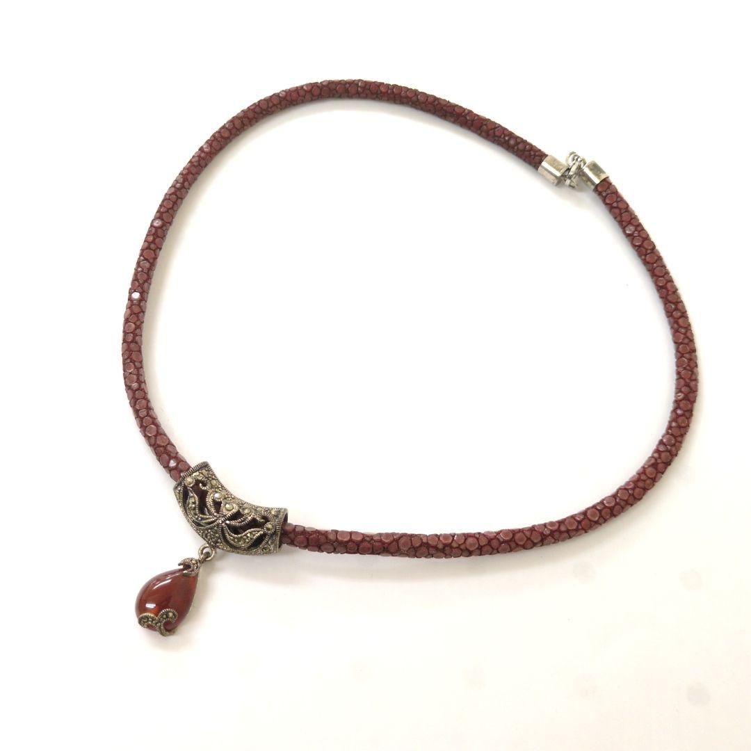 レディース チョーカー SV 925 - 瑪瑙 レッド