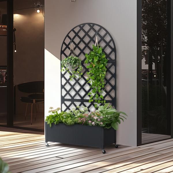 フェンス プランター付き 90*40*170cm 花壇フェンス 目隠し キャスター