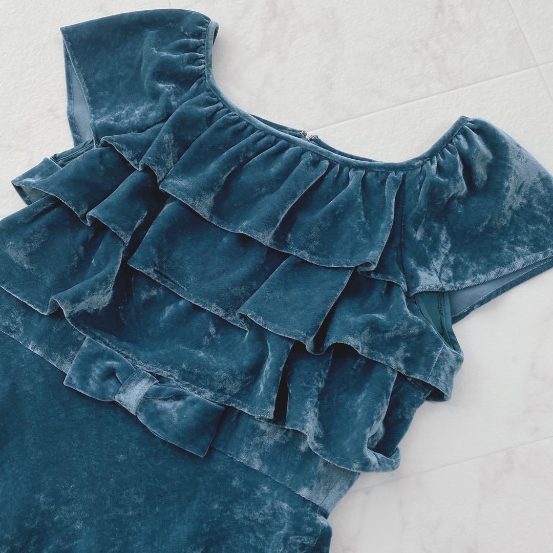 M S GRACY ベロア ワンピース リボン ティアード 大人 め 色