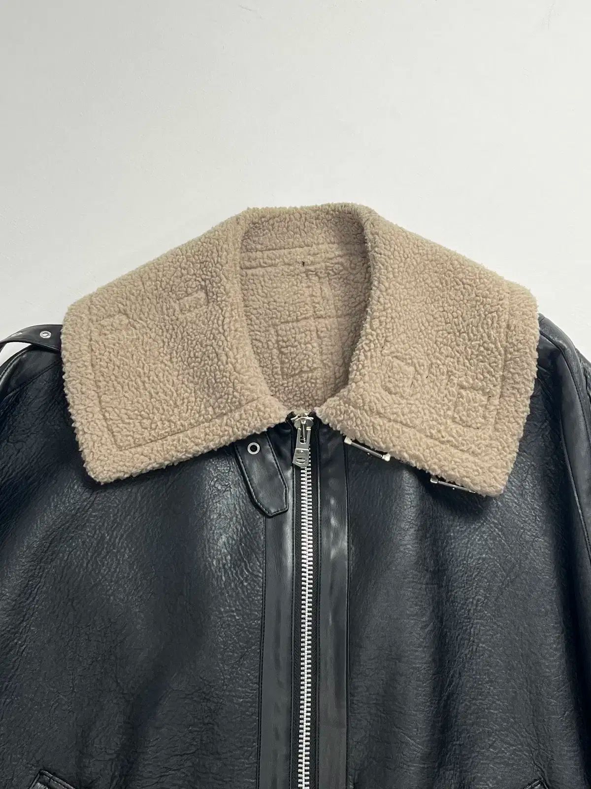 SOLOIST 22AW ダブルジップ バルーンシェイプ ムートン フライトジャケット ブラック