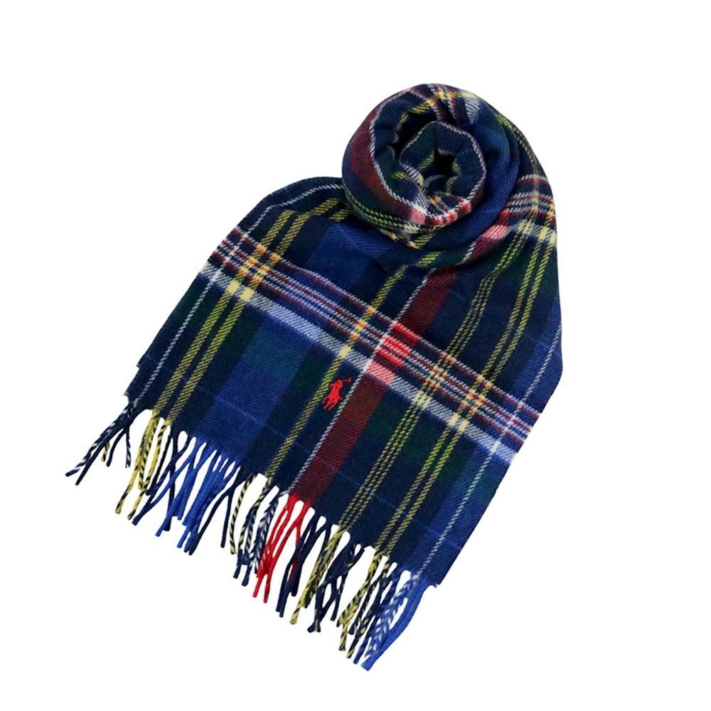 ポロラルフローレン POLO RALPH LAUREN マフラー チェック 刺繍 ウール ユニセックス Royal Multi おしゃれ 人気 ブランド 誕生日 記念 プレゼント ギフト