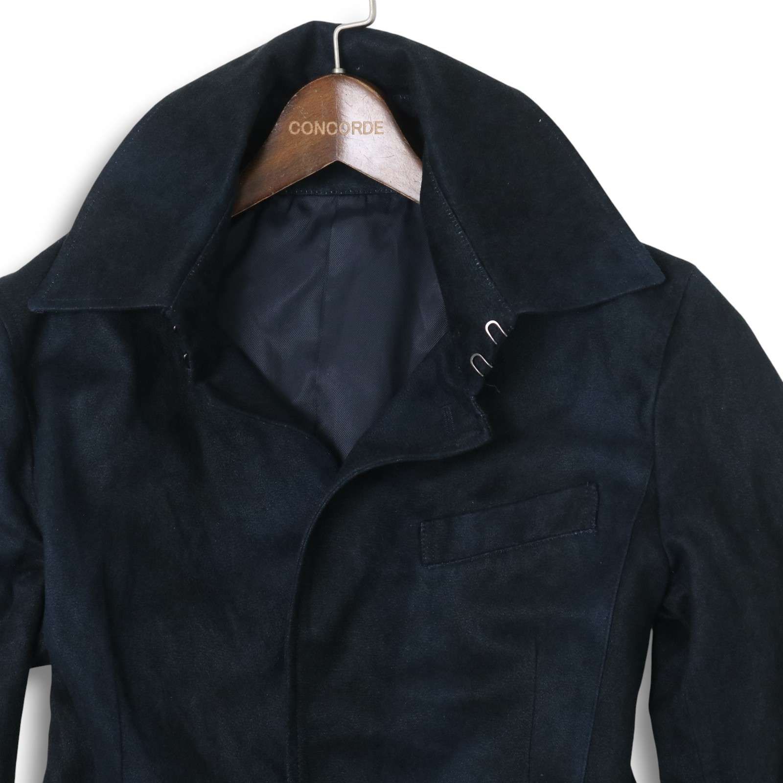 TORNADOMART トルネードマート 秋冬 T C スエード 返し衿 スリム チェスター コート Sz.L メンズ 紺 ネイビー