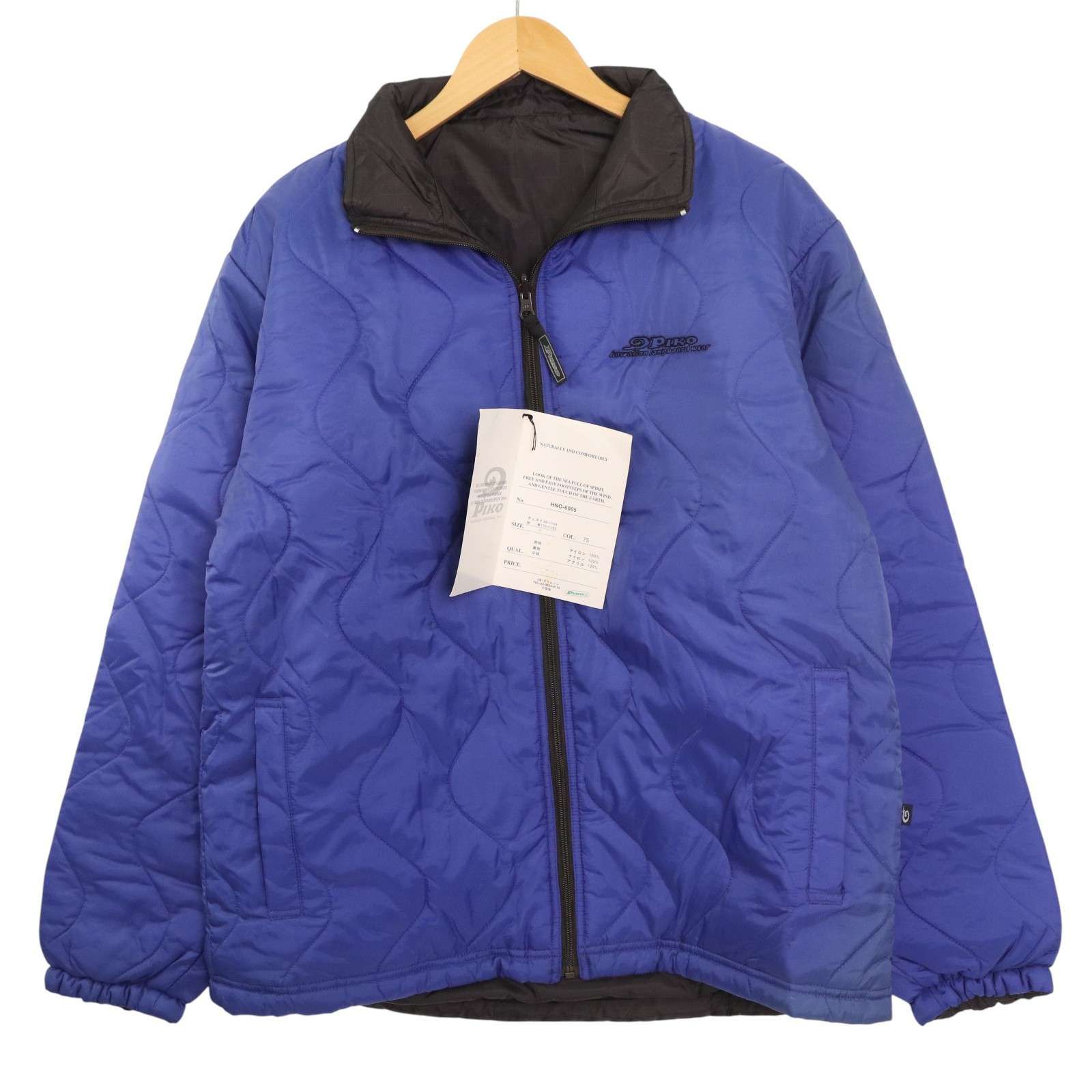 【新品 未使用】 PIKO ピコ 秋冬 ロゴ刺繍 リバーシブル ナイロン 中綿 ジャケット ブルゾン Sz.L メンズ 青系 ネイビー