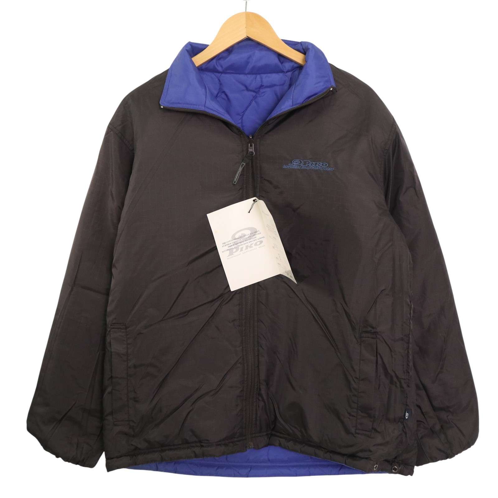 【新品 未使用】 PIKO ピコ 秋冬 ロゴ刺繍 リバーシブル ナイロン 中綿 ジャケット ブルゾン Sz.L メンズ 青系 ネイビー