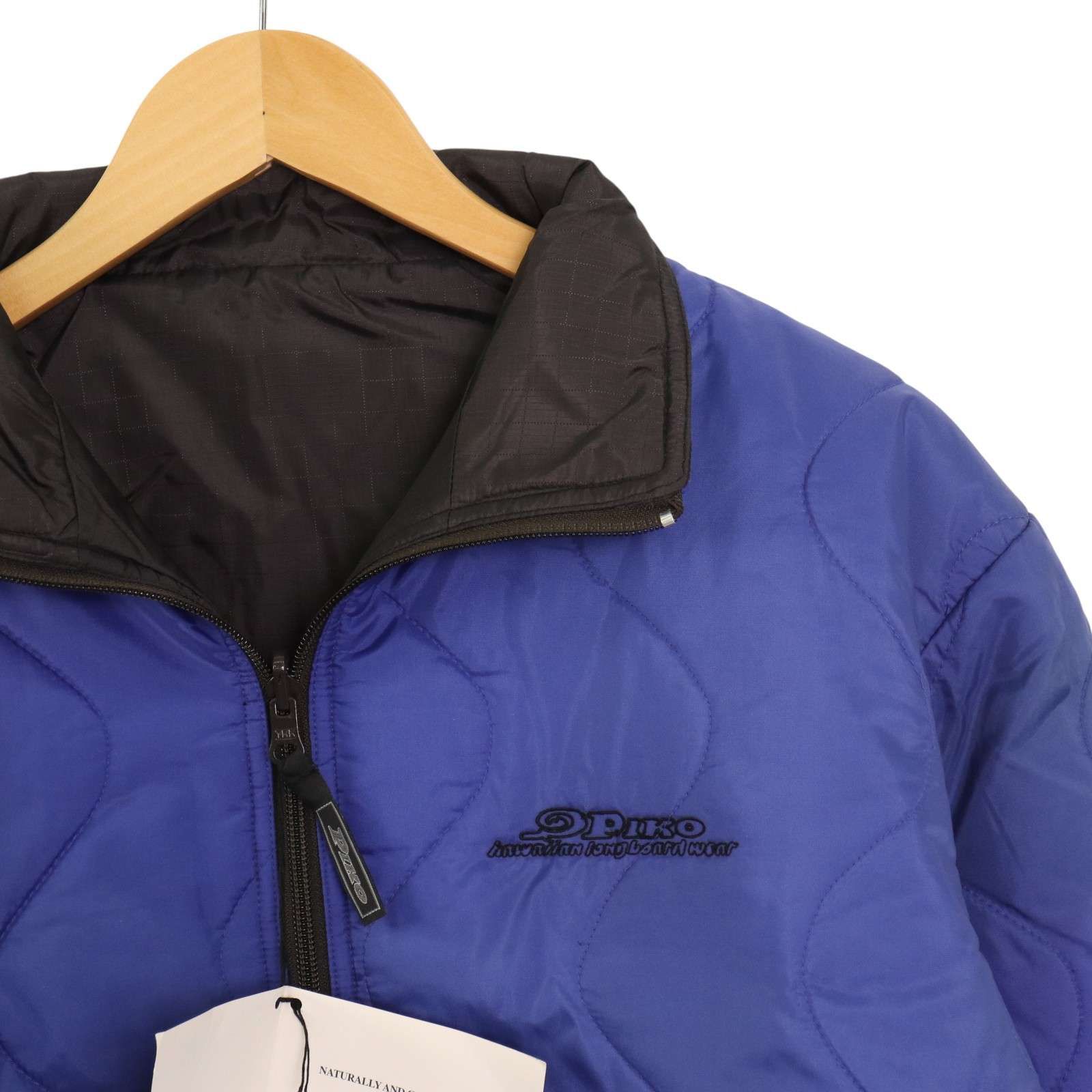 【新品 未使用】 PIKO ピコ 秋冬 ロゴ刺繍 リバーシブル ナイロン 中綿 ジャケット ブルゾン Sz.L メンズ 青系 ネイビー