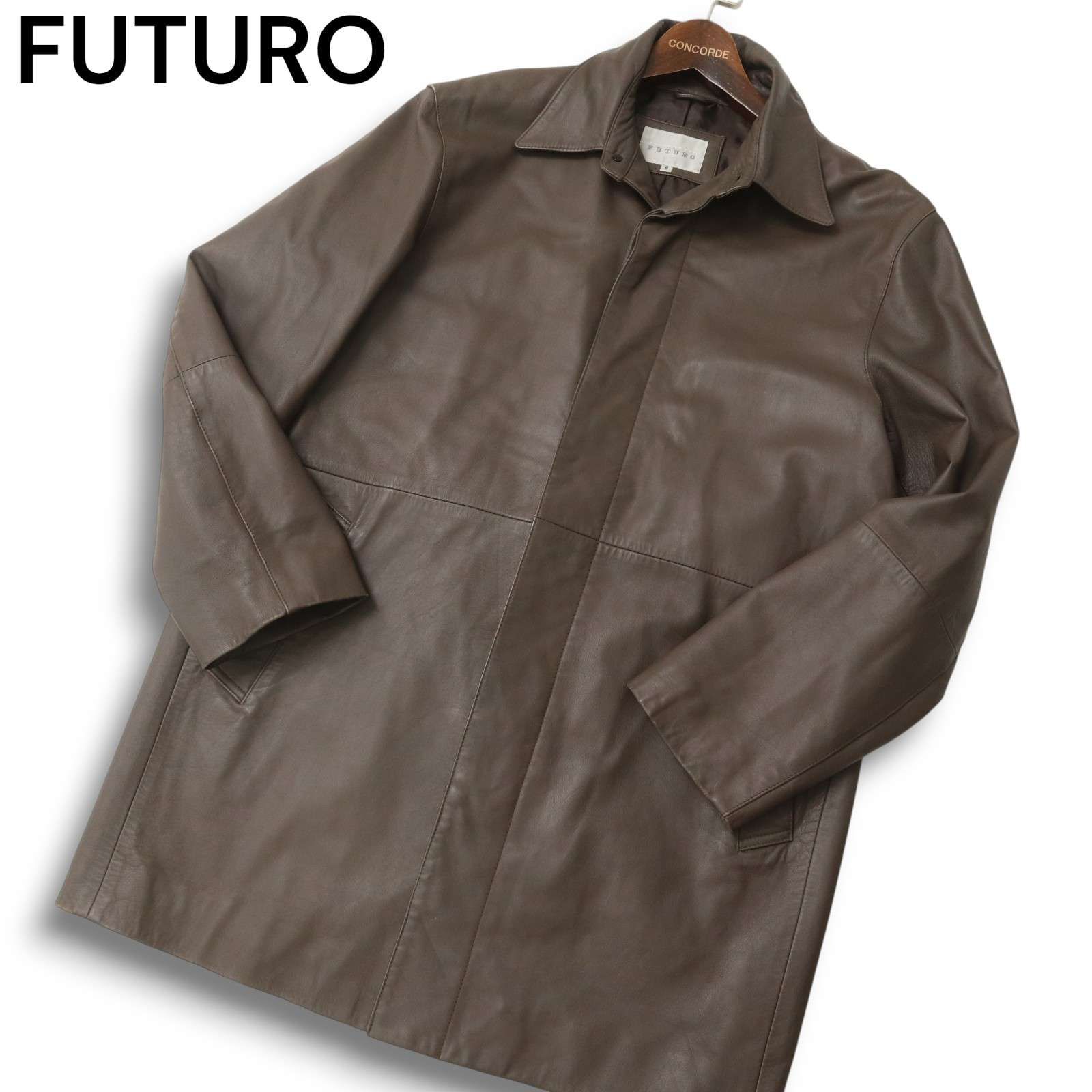 INTERMEZZO FUTURO インターメッツォ 秋冬 羊革 ラム レザー ステンカラー コート Sz.S メンズ