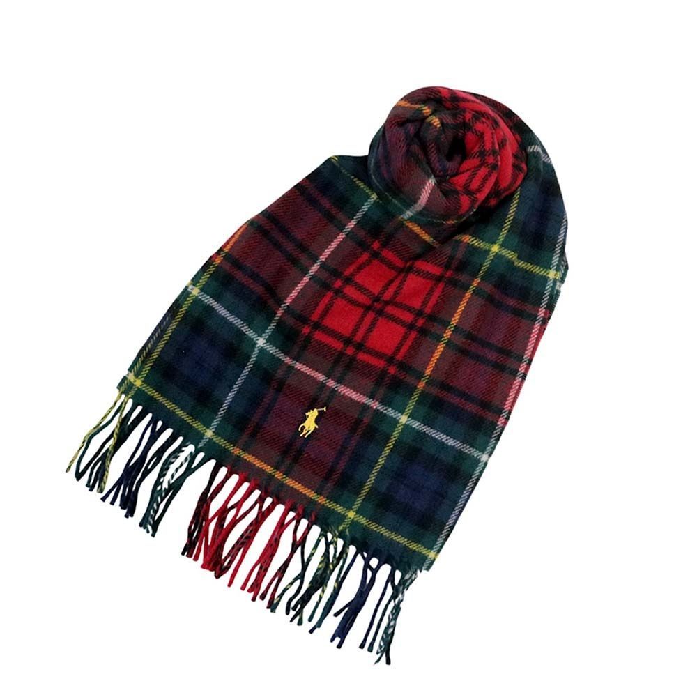 ポロラルフローレン POLO RALPH LAUREN マフラー チェック 刺繍 ウール ユニセックス Red Multi おしゃれ 人気 ブランド 誕生日 記念 プレゼント ギフト