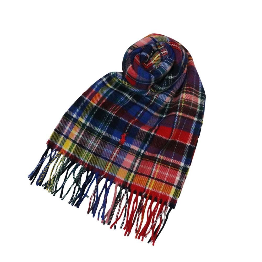 ポロラルフローレン POLO RALPH LAUREN マフラー チェック 刺繍 ウール ユニセックス Blue Red Multi おしゃれ 人気 ブランド 誕生日 記念 プレゼント ギフト