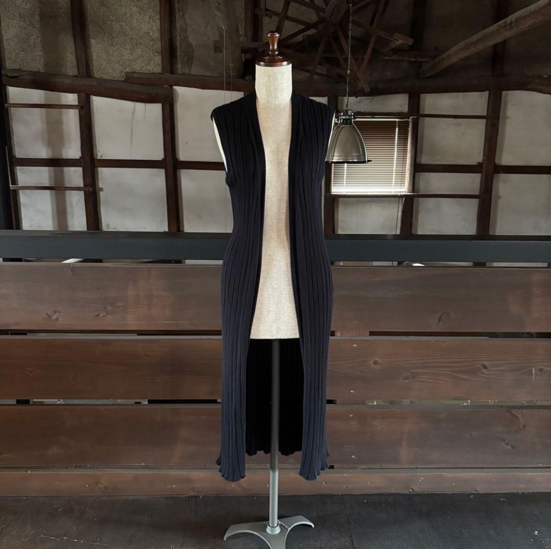 FABIANA FILIPPIネイビー リブ編み ロングカーディガン FABIANA FILIPPI ファビアナフィリッピ リブニット ロング