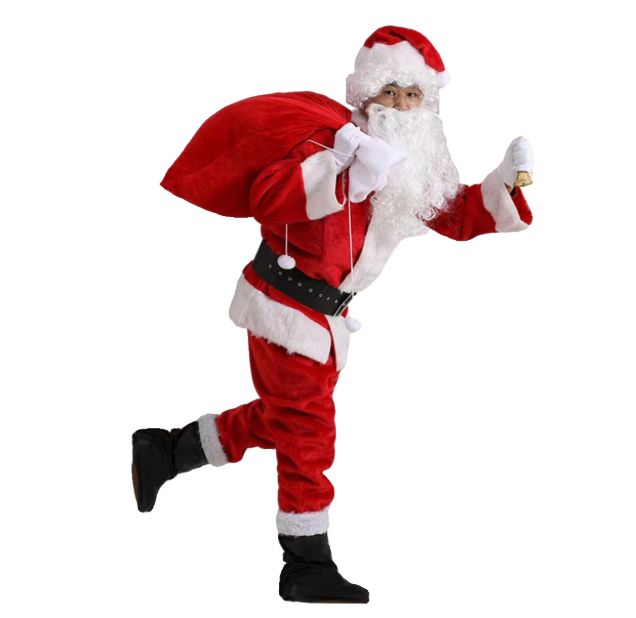 サンタクロース 長毛フリース 厚手 コスチューム 大人用 男女 ビッグサイズ 衣装セット