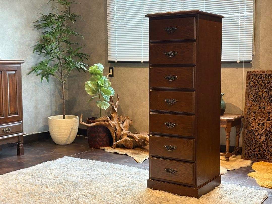 越後民芸家具　7段チェスト　アンティーク　ヴィンテージ　無垢材　nG