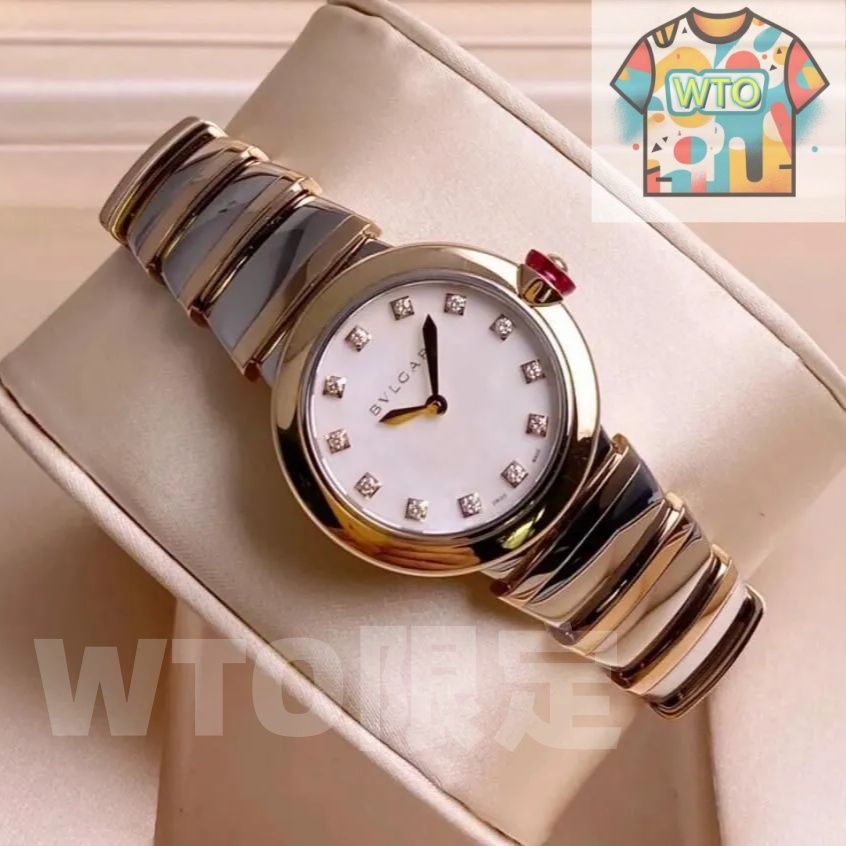 ご 大 です ブルガリ 時計 ホワイト マザーオブパール文字盤 28mm 自動巻き| | --WTO輸入2