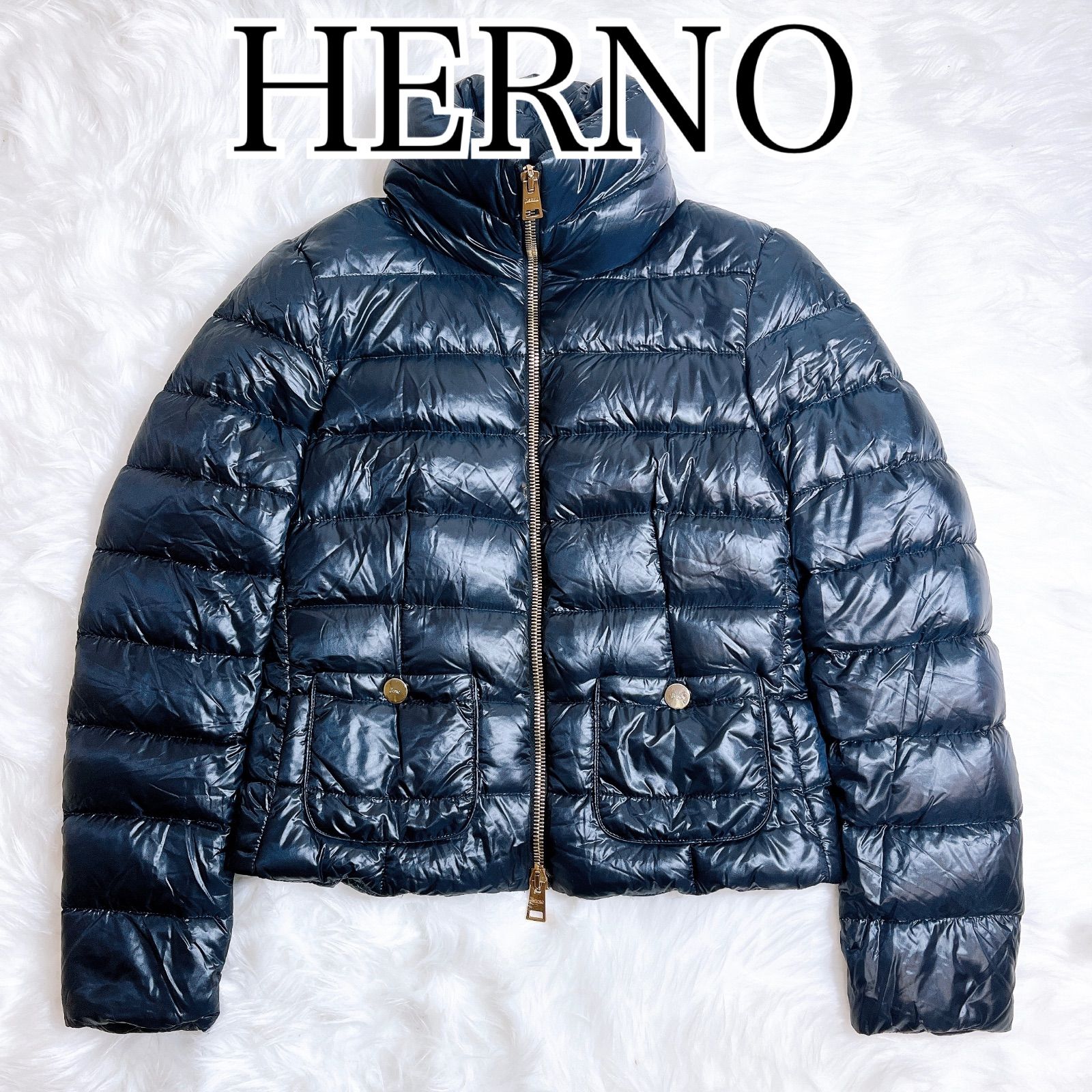 ヘルノ ダウン ジャケット キルティング ボトルネック ネイビー - メルカリ