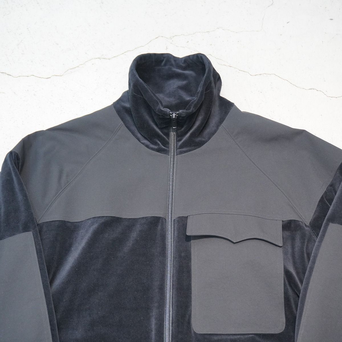 23AW Y s . ワイズビー Y s ワイズ Yohji Yamamoto ベロア 切り替え トラック ジャケット ブルゾン YJ-Y41-033 黒3 本物1103P