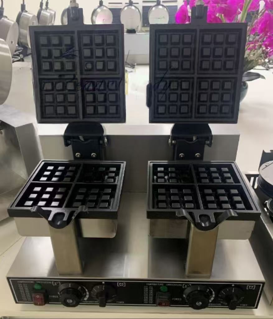 電気 正方形 ワッフルメーカー 焼き 2連 回転 な 単相 １0０V 業務用 厨房機器