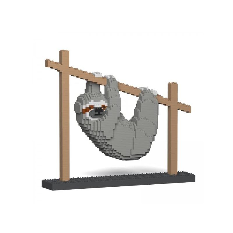 リアルな動物オブジェを作れる ブロックおもちゃ 癒しキャラ ナマケモノ 38.8×9.4×高さ33.8cm ネジで固定する丈夫なブロック 大人向け 立体パズル 崩れない インテリア小物 JEKCA エンヴェールヘルック