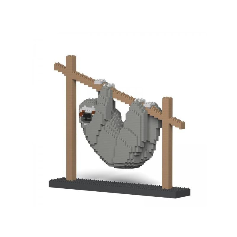 リアルな動物オブジェを作れる ブロックおもちゃ 癒しキャラ ナマケモノ 38 8 9 4 高さ33 cm ネジで固定する丈夫なブロック 大人向け 立体パズル 崩れない インテリア小物 JEKCA エンヴェールヘルック