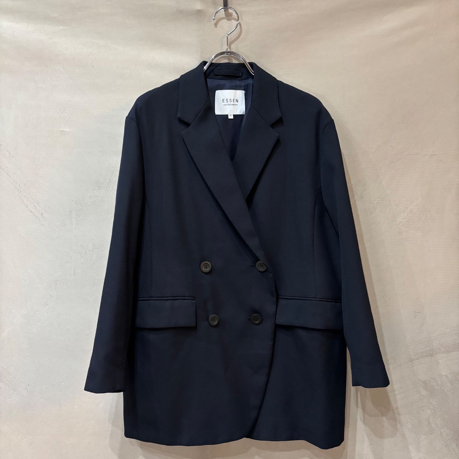 美品 ロートレアモン LAUTREAMONT リネン混ジャケット ダブル 紺ブレ ESSEN LAUTREAMONT ロートレアモン ウール 2way ストレッチ ダブル