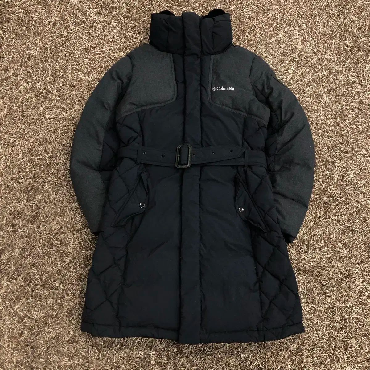 90 コロンビア グースダウン ダウンジャケット ロング丈 ベルト付き