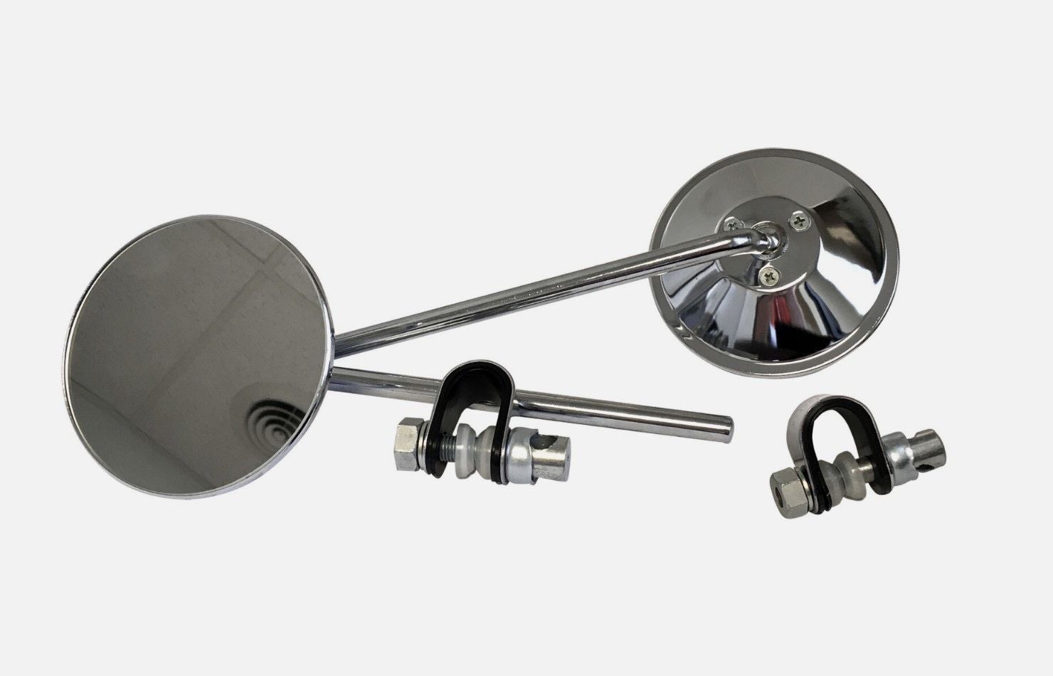 ヴィンテージ 新品 ラウンド ミラー クローム バイク ハンドル