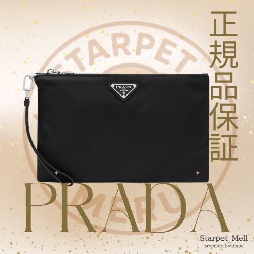 PRADA プラダ ブラックレ ナイロン＆サフィアーノポーチ