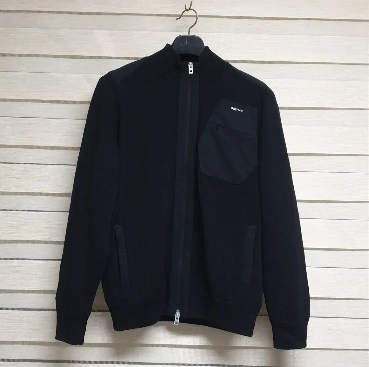 アディピュア ゴルフ 防風 ジップアップ メンズ ラージ ブラック