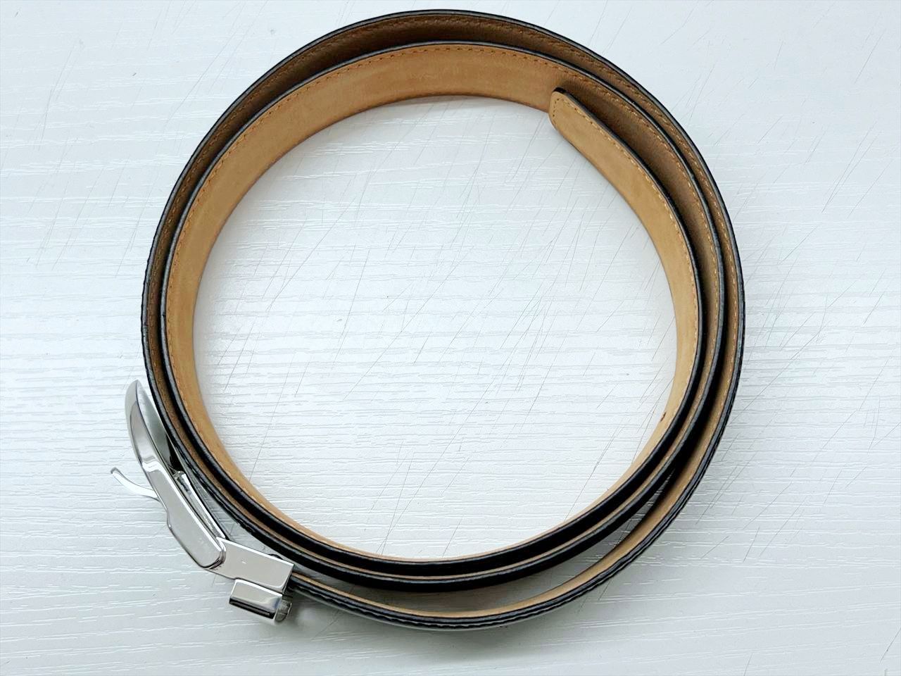 Louis Vuitton ルイヴィトン スムースレザー サンチュールクラシック ベルト 黒 100 シルバー