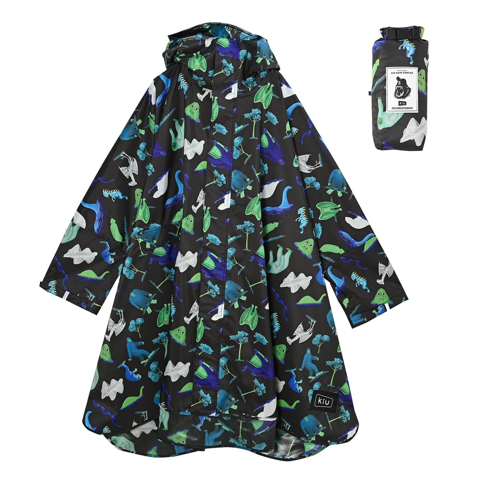 キウ レインポンチョ 2ND STANDARD RAIN PONCHO - 2ND 防水 撥水 はっ水 耐水 豪雨対応 雨対策 大雨 台風 梅雨 レインコート スリーブポンチョ 雨具 雨ガッパ 雨合羽 袖付き 収納袋 ポケッ UMAブラック