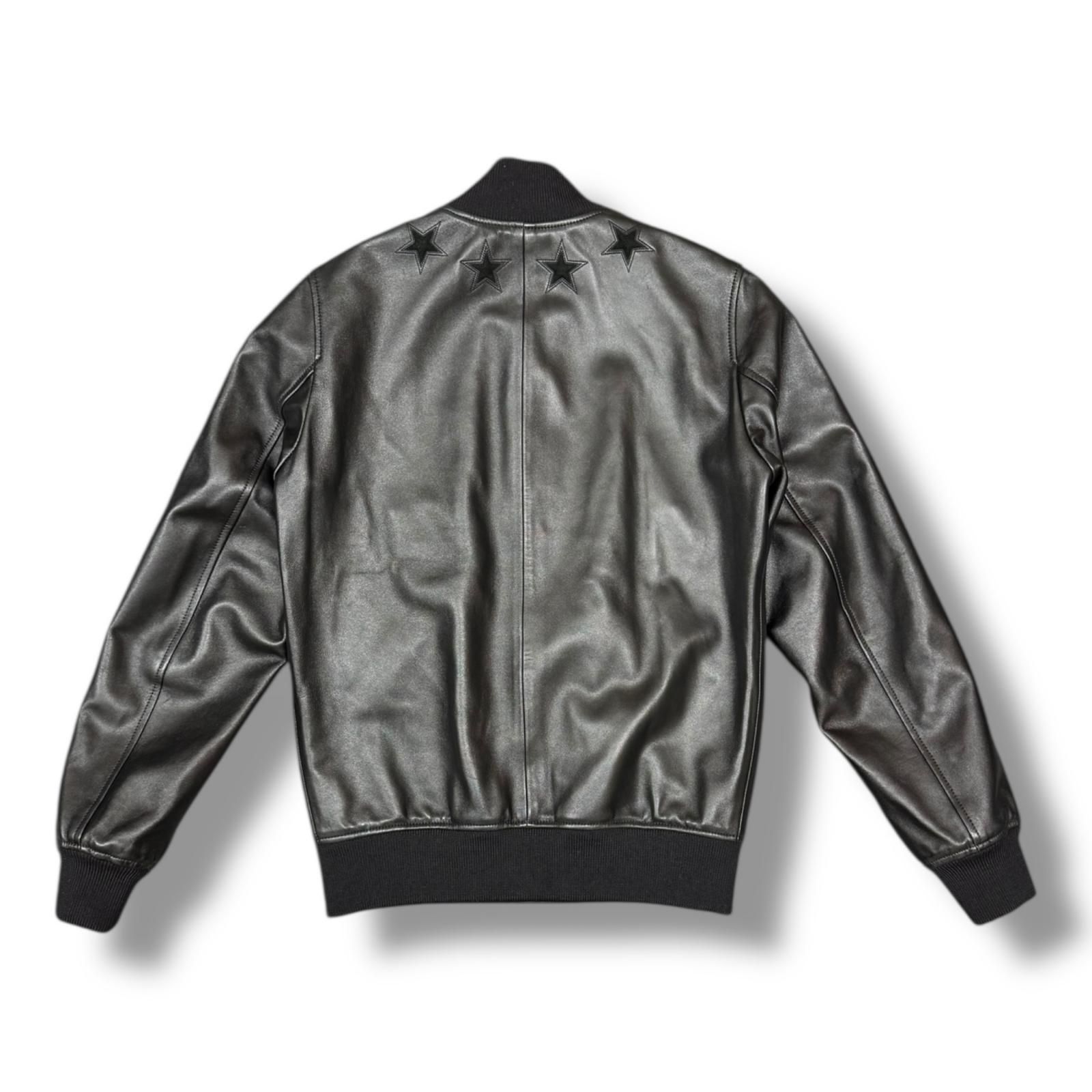 ジバンシィ 17SS スターパッチ 羊革 ラムスキン レザー ボンバージャケット GIVENCHY Leather Embroided Star Baseball Jacket ラムレザー