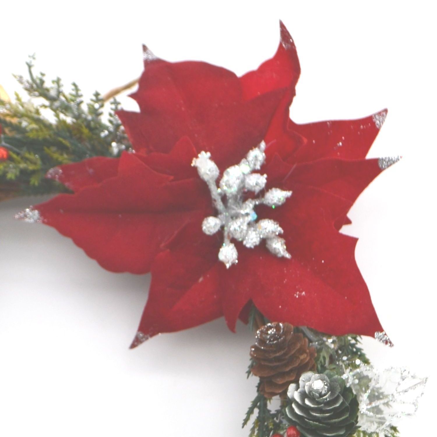 ポインセチア-クリスタルリボン リース