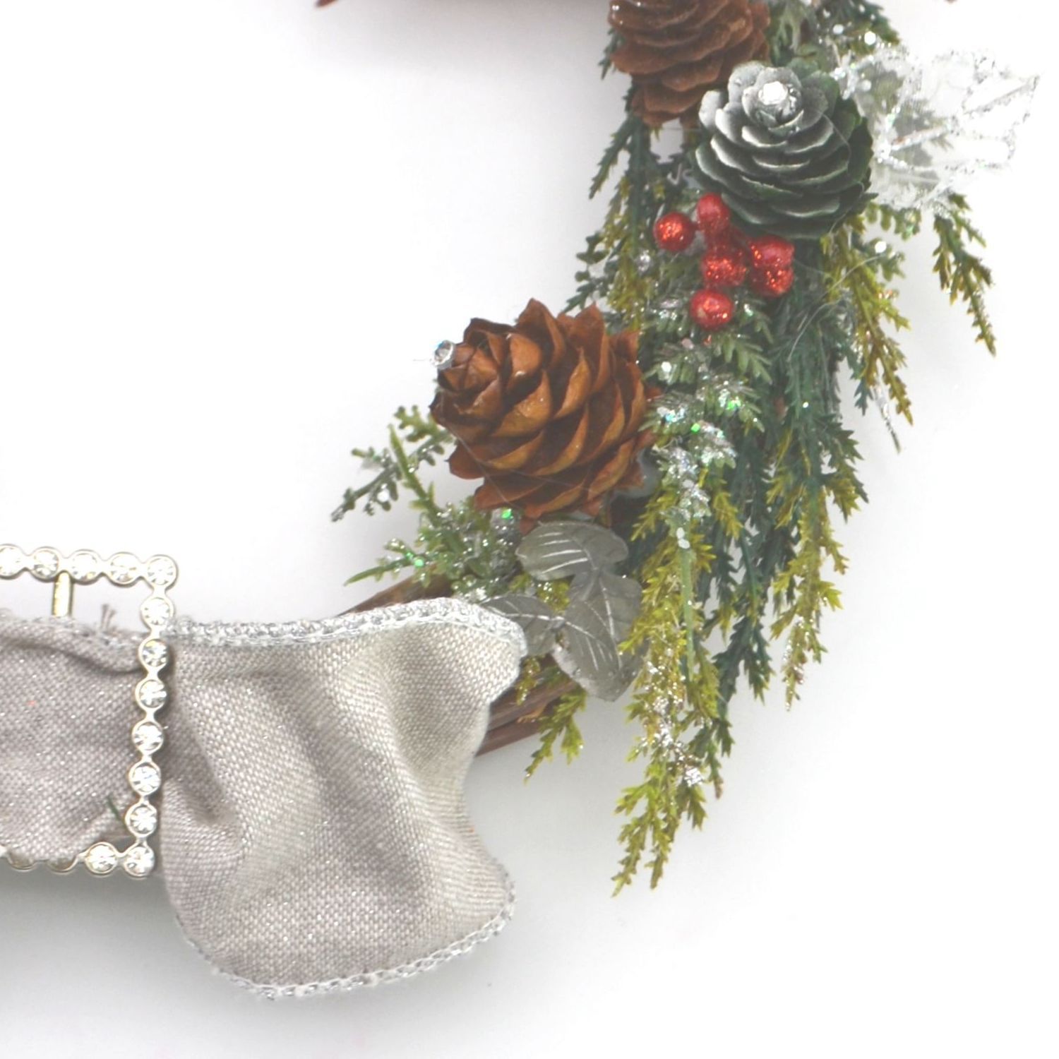 ポインセチア-クリスタルリボン リース