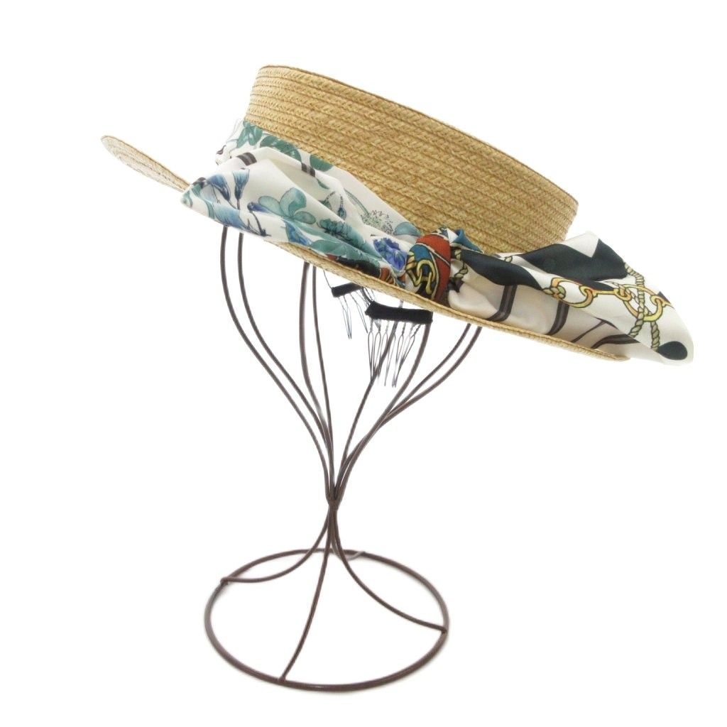 カシラ CA4LA 美品 カンカン帽 麦わら帽子 リボン ベージュ /AE - メルカリ