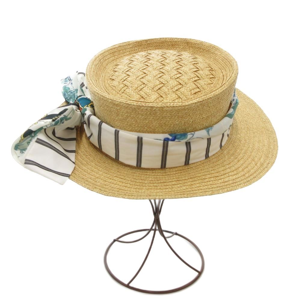 カシラ CA4LA 美品 カンカン帽 麦わら帽子 リボン ベージュ /AE - メルカリ