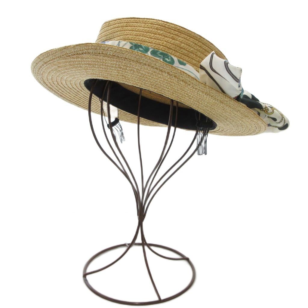 カシラ CA4LA 美品 カンカン帽 麦わら帽子 リボン ベージュ /AE - メルカリ