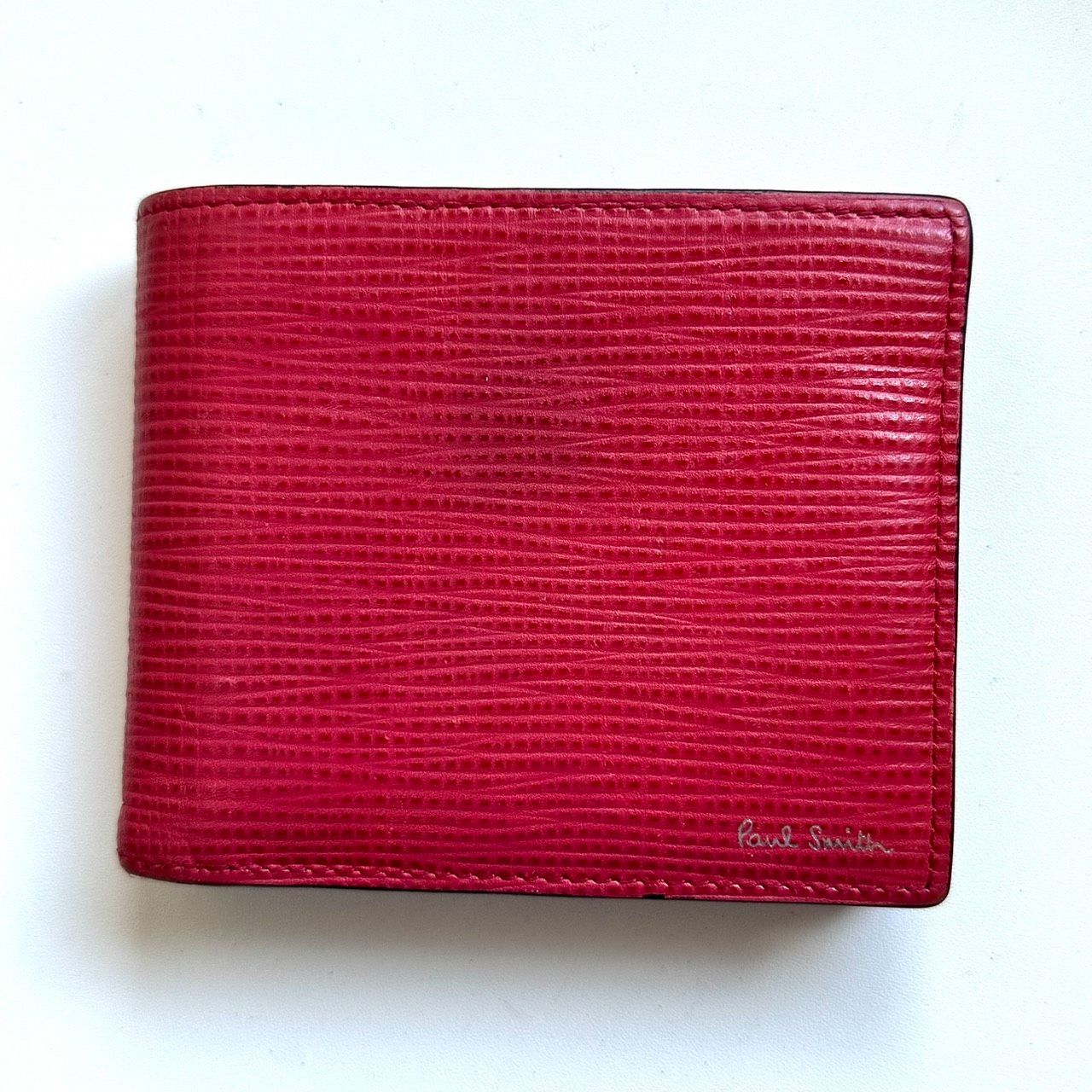 ポールスミス Paul Smith 二つ折り財布 レッド×ブラック