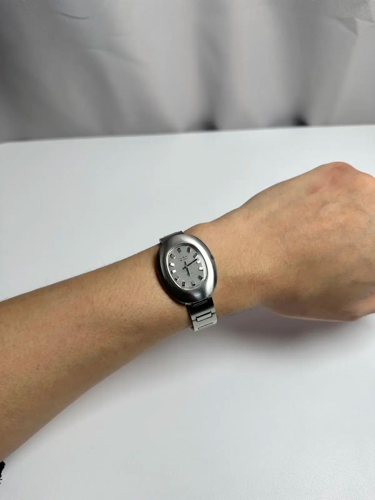  リュクス ヴィンテージ オーヴァル スチール リストウォッチ 自動巻き時計 腕時計(アナログ)