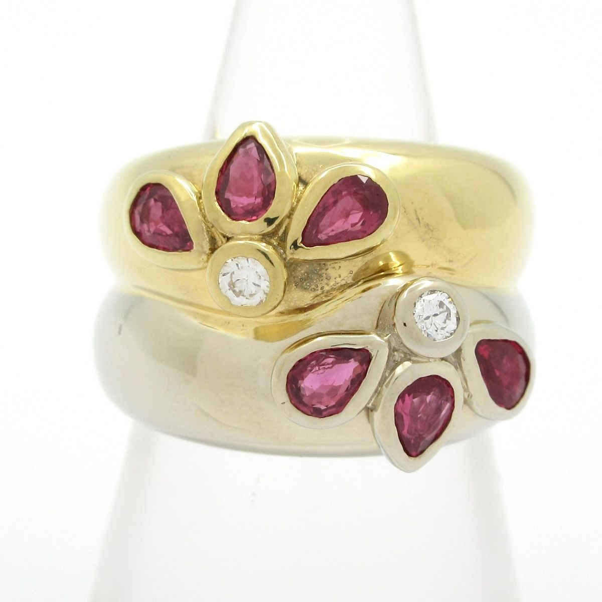 FARAONE ファラオーネ リング - K18YG×K18WG×ダイヤモンド×ルビー ルビー6P ダイヤ2P