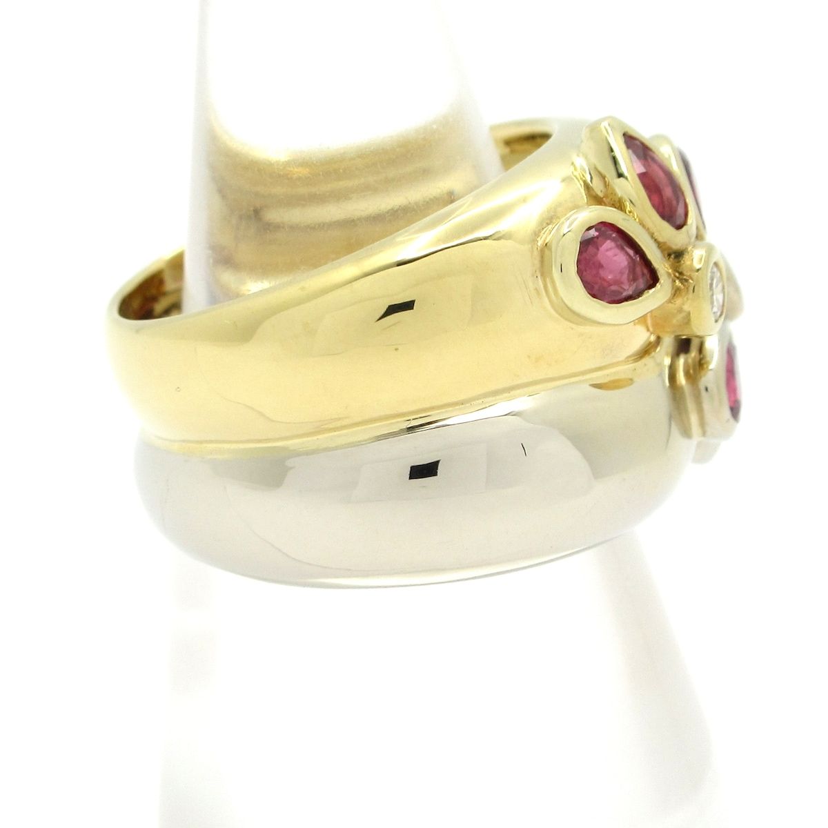 FARAONE ファラオーネ リング - K 18 YG×K WG×ダイヤモンド×ルビー ルビー6 P ダイヤ2