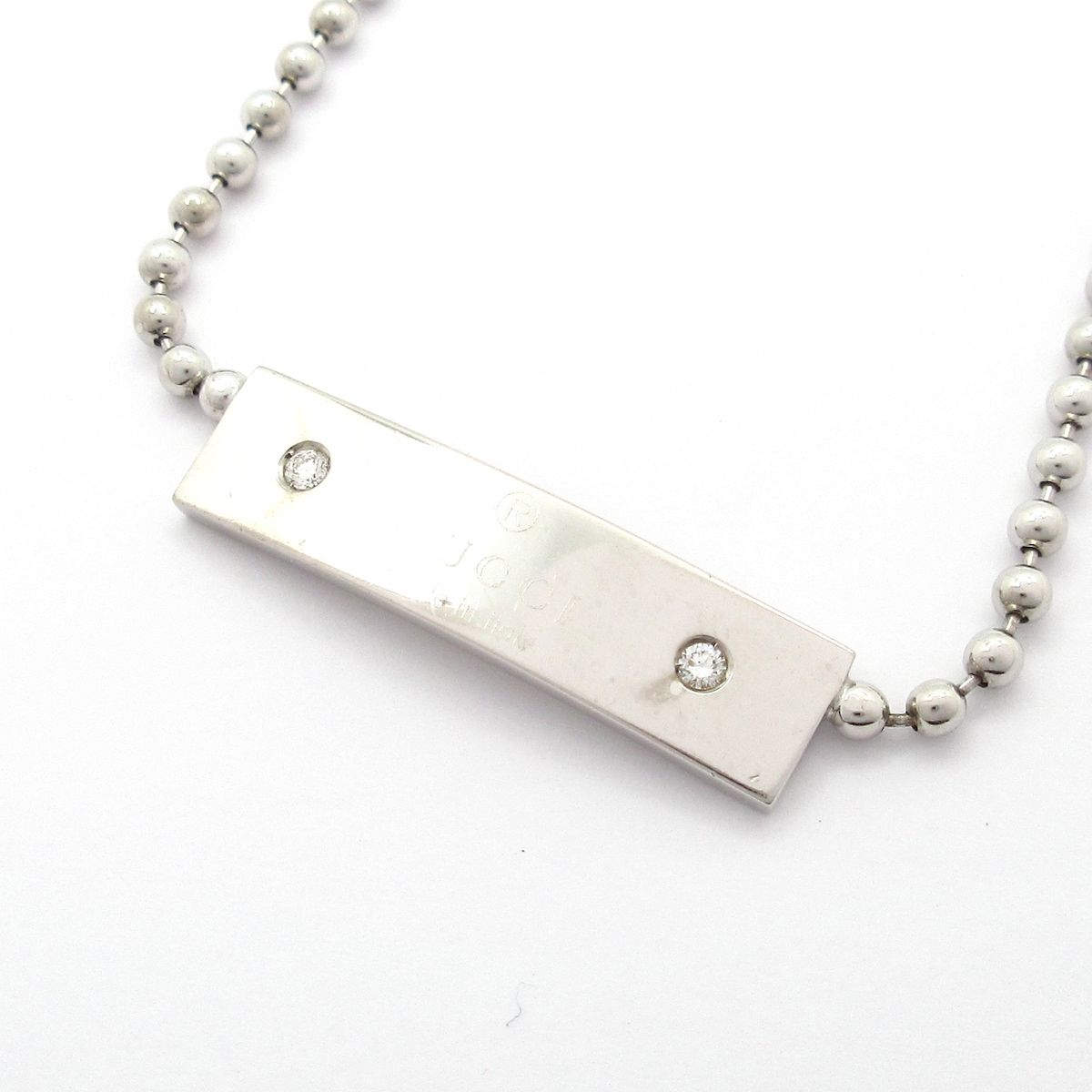 GUCCI グッチ チョーカー - K18WG×ダイヤモンド 2Pダイヤ ボールチェーン