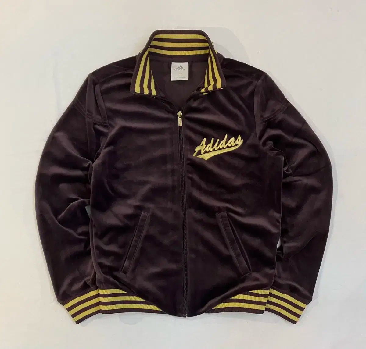 アディダス y2k タイトフィット ベロア ツアーベルベット ジャージ PURPLE パープル ブラウン