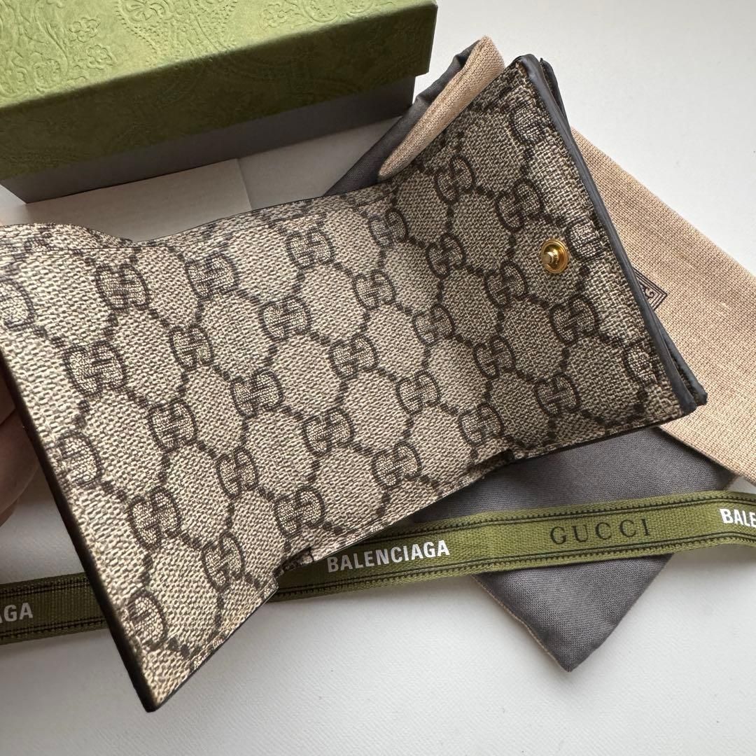 極美品 バレンシアガ グッチ コラボ おり バレンシアガ コラボ Gucci Balenciaga Wallet with Chain Beige