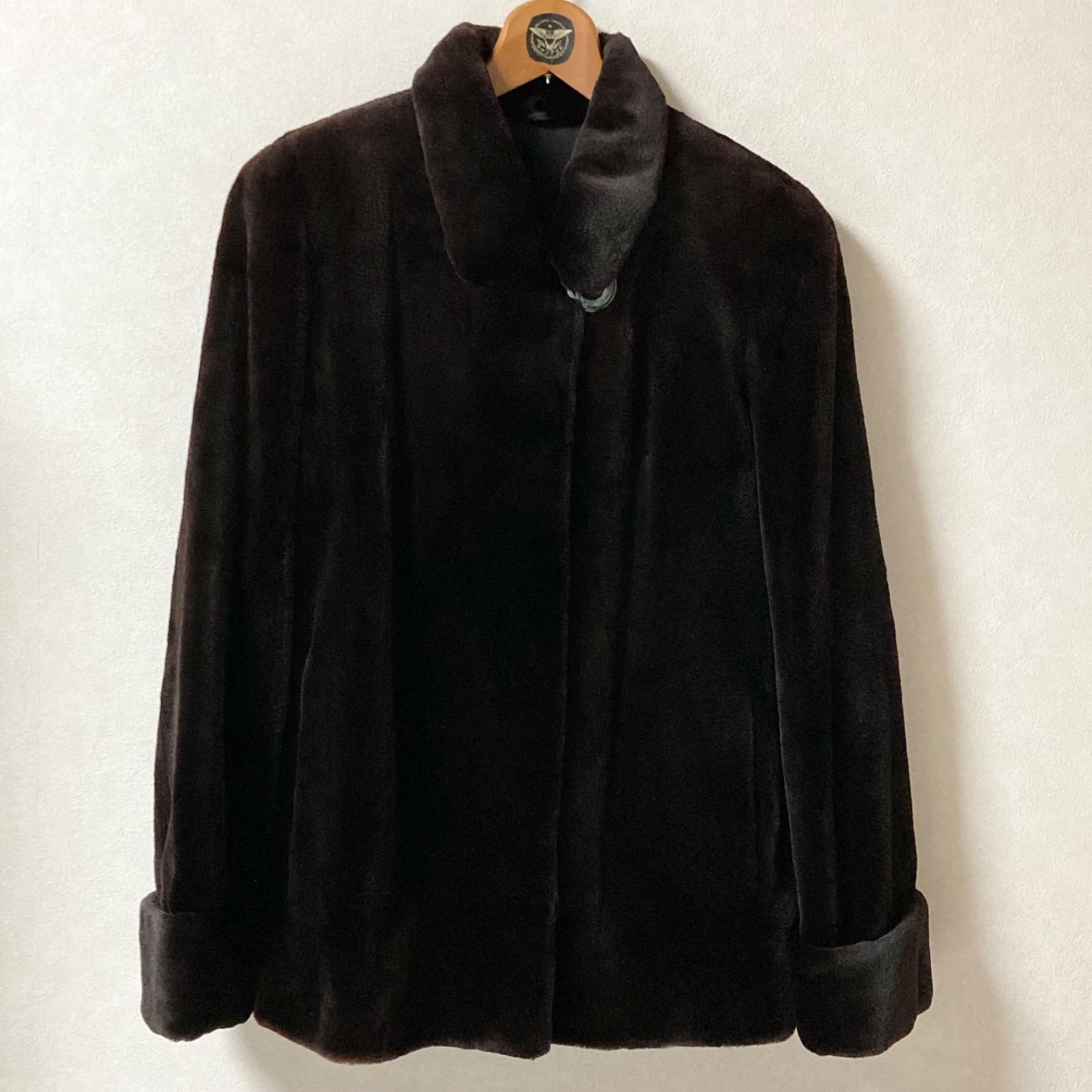 稀少金サガ SAGA MINK ROYAL サガミンクロイヤル シェアードミンク コート ミドル size 実寸L相当 ダークブラウン シングル 袖折り返し 秋冬 ラグジュアリー レディース