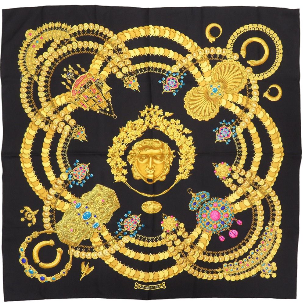 エルメス カレ90 KOSMIMA コスミマ 宇宙 シルク ブラック スカーフ 1437 HERMES