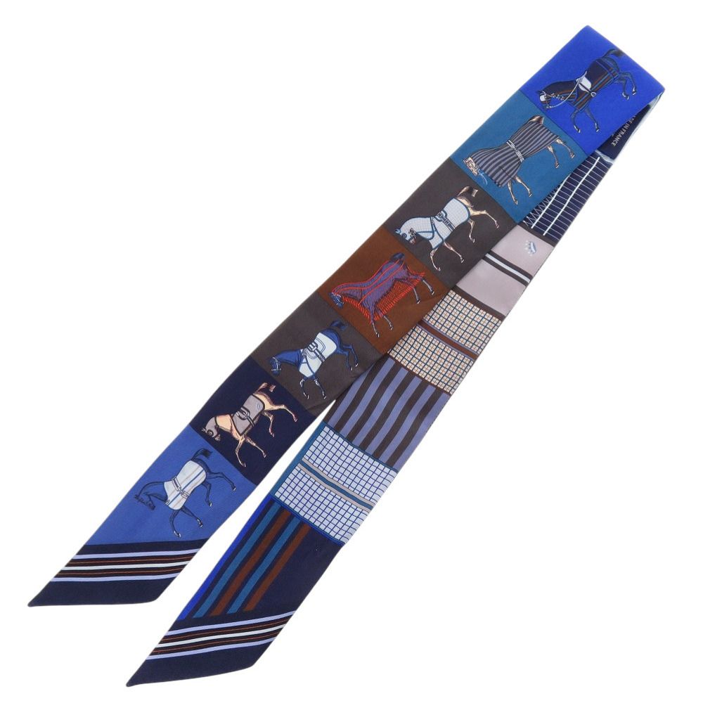 エルメス ツイリー 新 馬着 Couvertures Nouvelles シルク シエル ブルーロイ ヴェール スカーフ 0133 HERMES