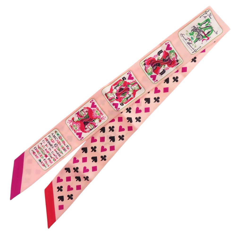 エルメス ツイリー トランプ Jeu de Cartes ジュドーカルト シルク ローズナクレ フューシャ ルージュ ピンク スカーフ 0147 HERMES