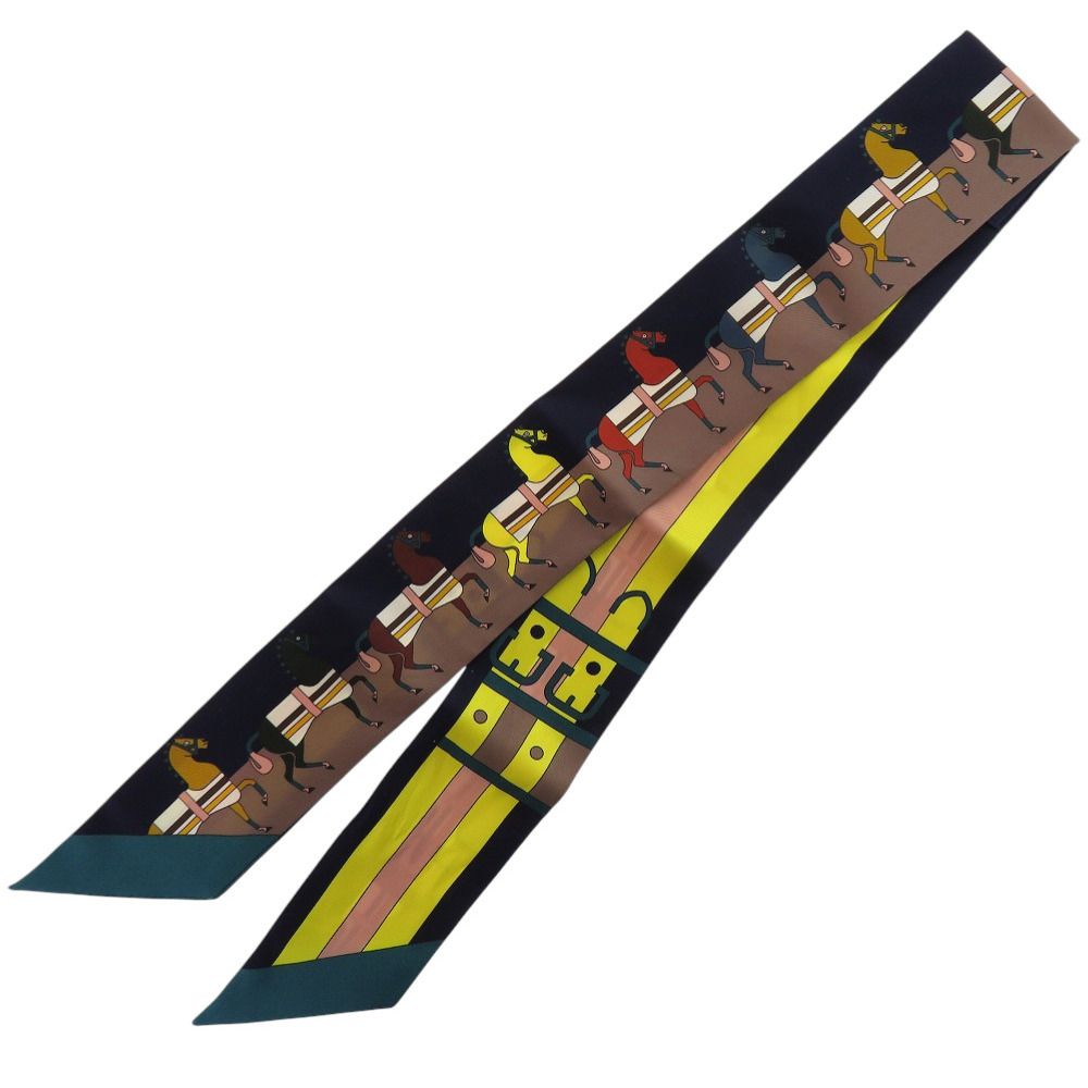 エルメス ツイリー ロカバール Rocabar 馬柄 スカーフ シルク マリン ジョーヌヴィフ ヴェール 0169 HERMES